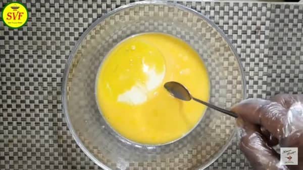 add beaten egg and cooking oil