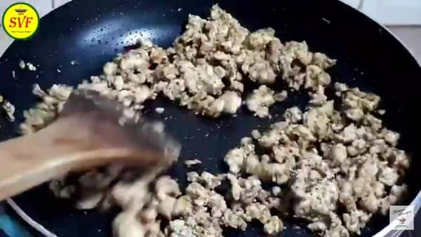 water in the minced meat dried