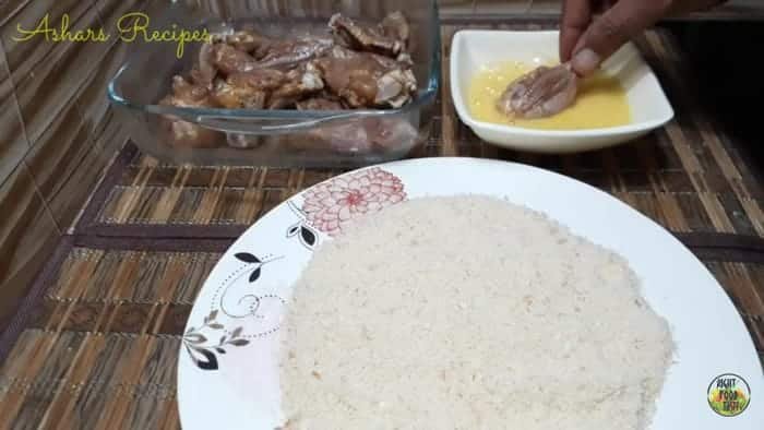 breadcrumbs and eggs for coating