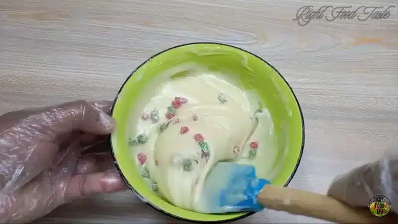 mixing the candied fruits and nuts