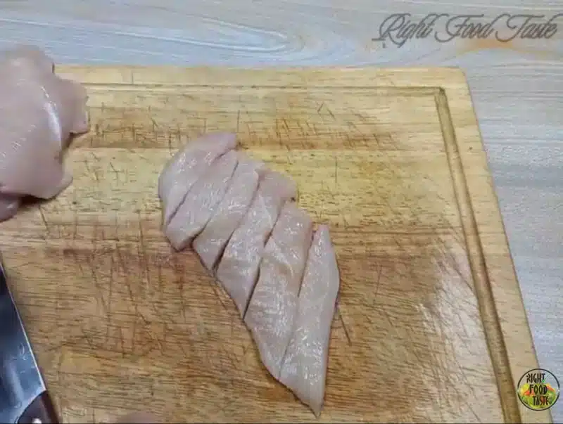 cutting of chicken strips