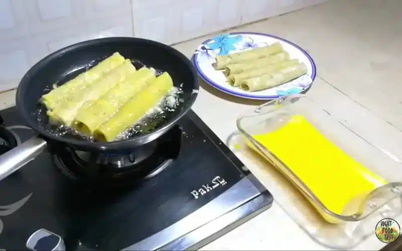 frying the chicken rolls 1