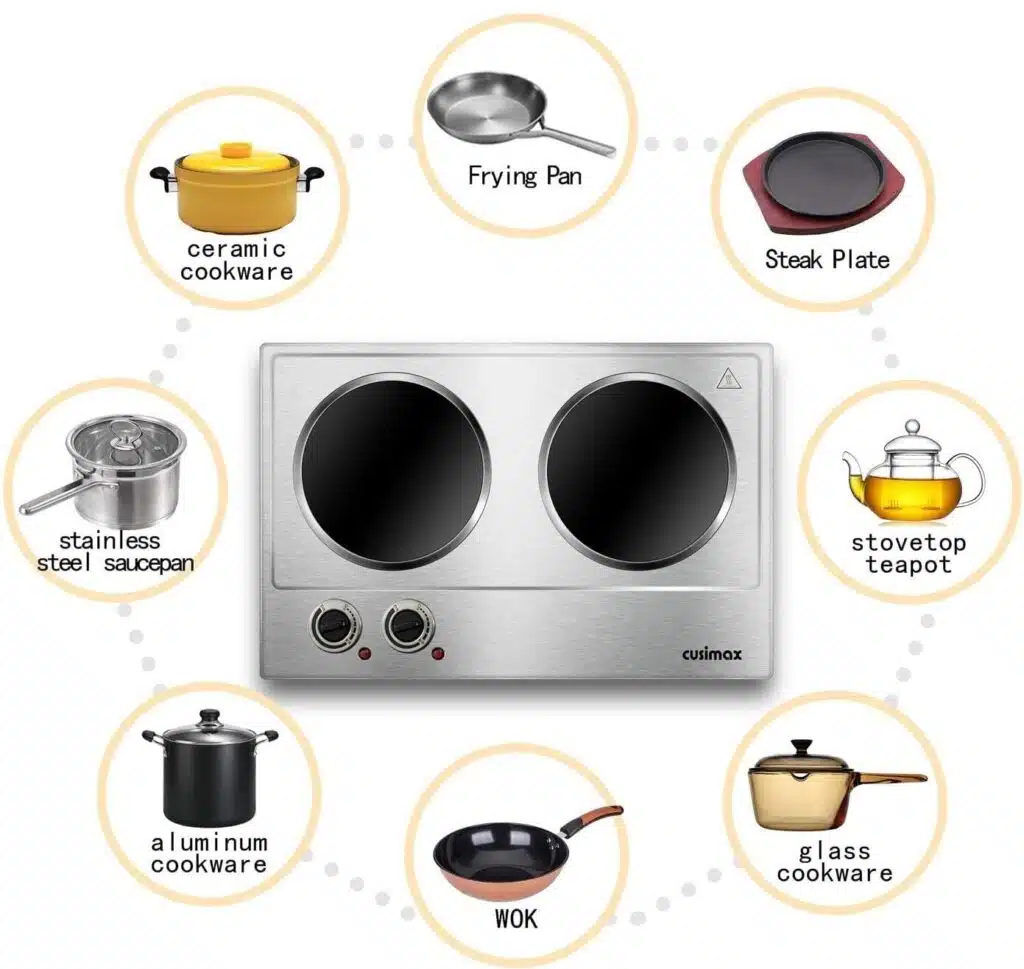 A double burner hot plate for cooking