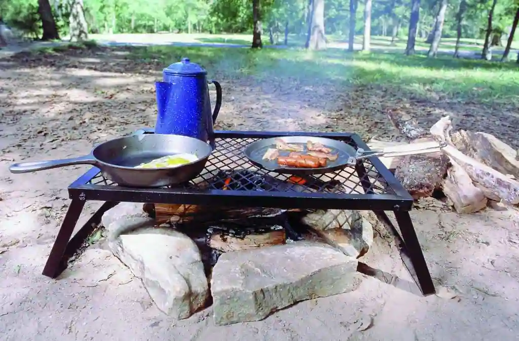 texsport heavy duty grill over campfire
