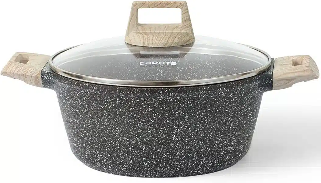 CAROTE 4 Qt Nonstick Stock Pot with Lid Soup Pot, Granite Pot 4 Quart Pot with Lid, Dutch Oven Casserole Dish Super Easy to Clean Non Stick Pot Cooking Pot Cookware PFOA Free (CLASSIC GRANITE) CAROTE 4 Qt Nonstick Stock Pot with Lid Soup Pot, Granite Pot 4 Quart Pot with Lid, Dutch Oven Casserole Dish Super Easy to Clean Non Stick Pot Cooking Pot Cookware PFOA Free