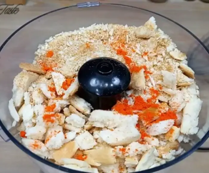 to make breadcrumbs, chop the dried bread pieces in a chopper