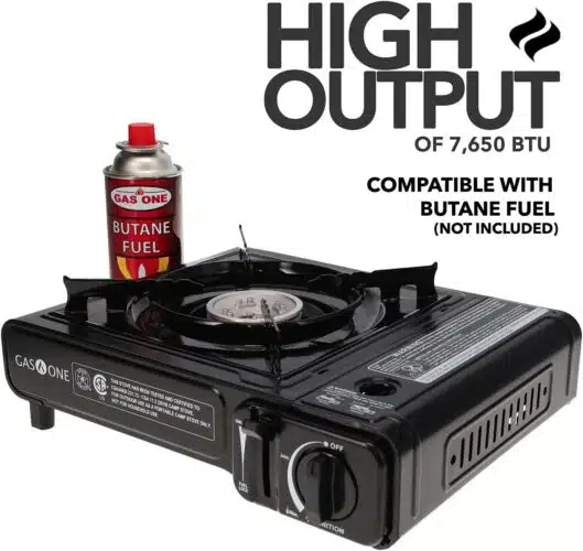 GasOne GS-1000 7,650 BTU Portable Butane Gas Stove Automatic Ignition with Carrying Case, CSA Listed