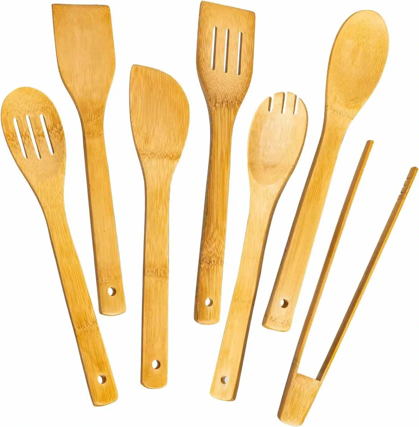 Wooden Spoons for Cooking 7-Piece, Kitchen Nonstick Bamboo Cooking Utensils Set, Durable and Healthy Bamboo Wooden Spatula Spoon for Cooking, Eisinly Wooden Spoons for Cooking 7-Piece, Kitchen Nonstick Bamboo Cooking Utensils Set, Durable and Healthy Bamboo Wooden Spatula Spoon for Cooking, Eisinly