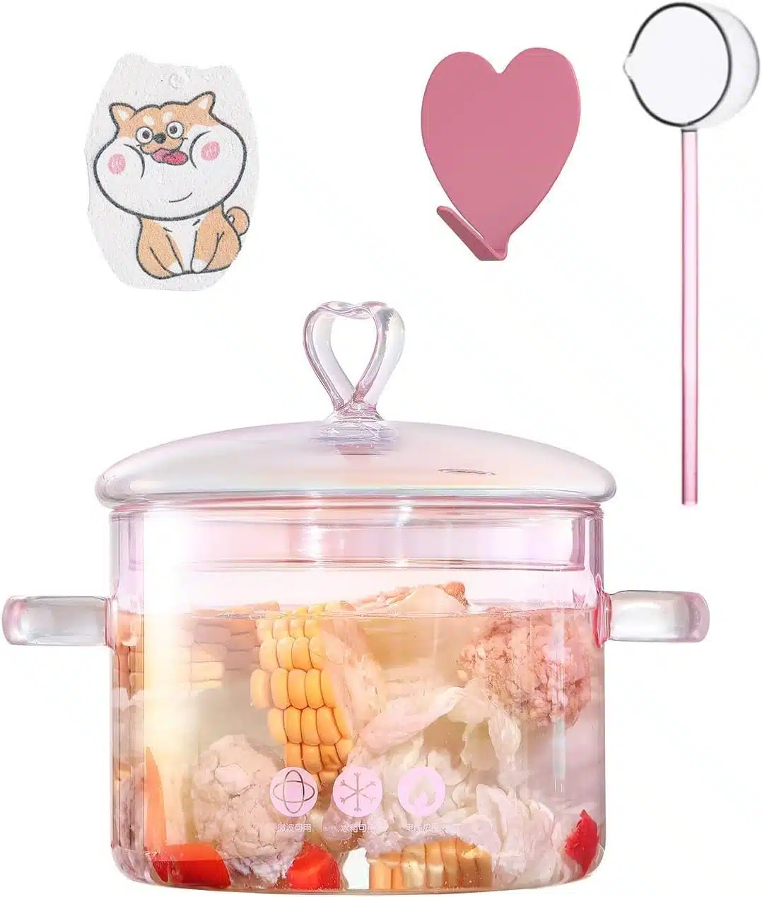 Pink Glass Cooking Pot, Clear Pots for Cooking, Glass Pots for Cooking on Stove, Clear Cooking Pots, Glass Pot, 57oz/1700ml, Simmering Fruit, Spices, Vegetable Salad, Soups and Stews. Pink Glass Cooking Pot, Clear Pots for Cooking, Glass Pots for Cooking on Stove, Clear Cooking Pots, Glass Pot, 57oz/1700ml, Simmering Fruit, Spices, Vegetable Salad, Soups and Stews.