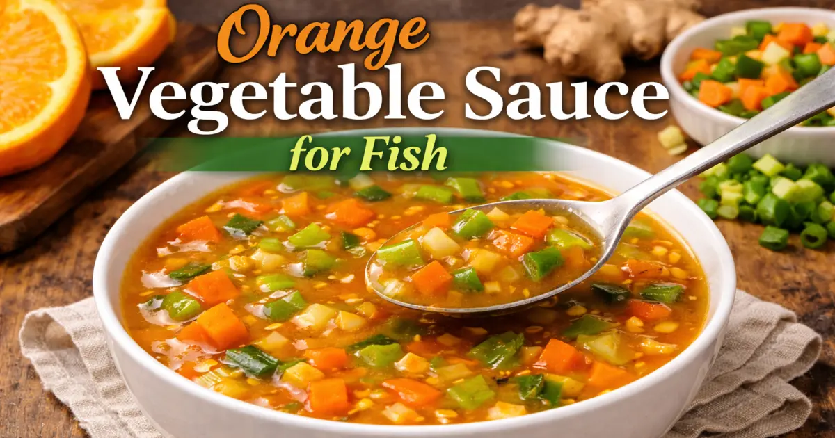 Orange vegetable sauce made with fresh vegetables and citrus juice for fish