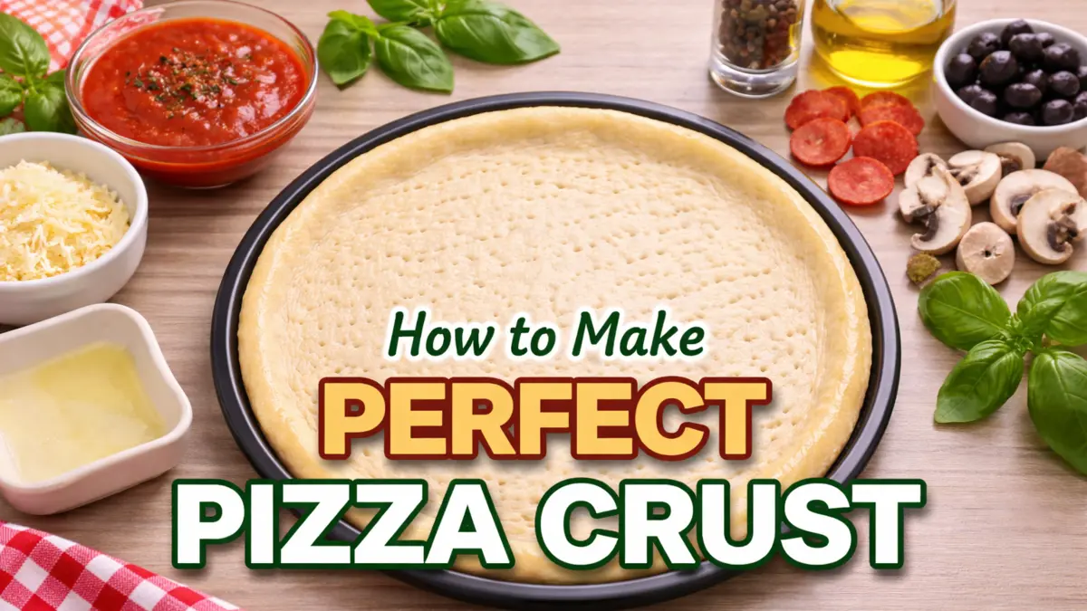 Perfect pizza crust prepared in a pan with soft edges and ready for toppings