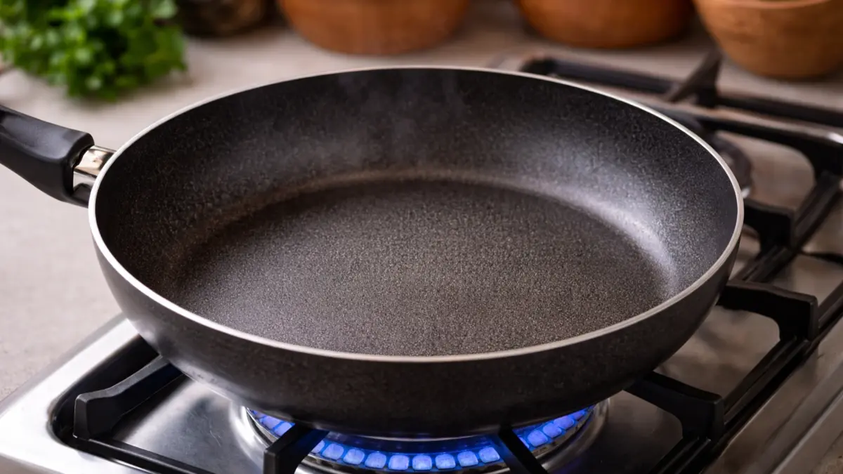 Preheating a heavy pan on the stovetop