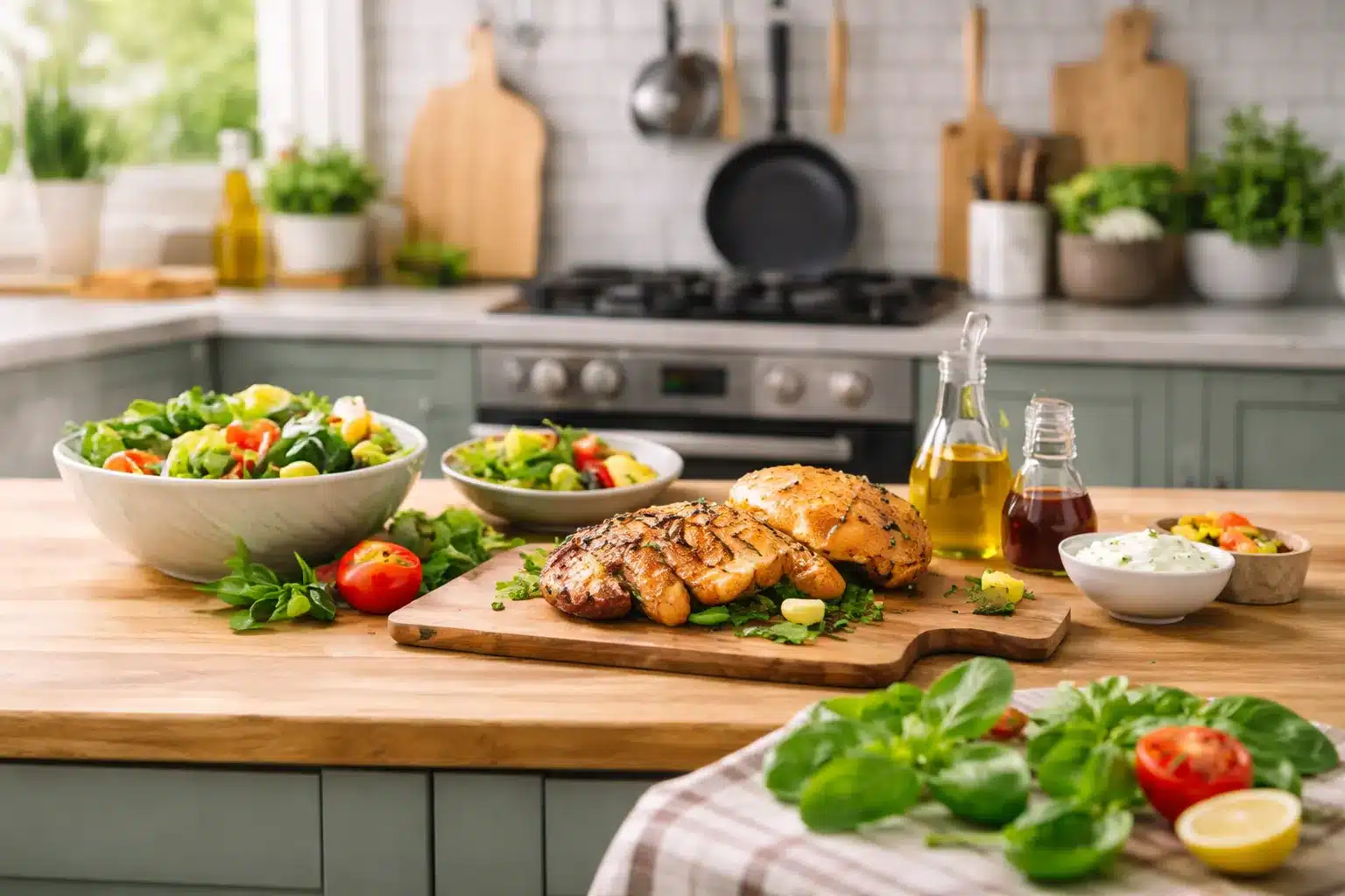 Fresh Homemade Cooking – Right Food Taste Fresh homemade food prepared in a modern kitchen for everyday cooking