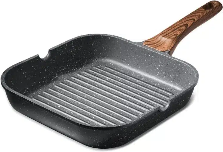 SENSARTE Nonstick Grill Pan for Stove Tops, Versatile Griddle Pan with Pour Spouts, Square Grill Pan for Big Cooking Surface, Durable Grill Skillet for Indoor Outdoor Grilling. PFOA Free, 9.5 Inch SENSARTE Nonstick Grill Pan for Stove Tops, Versatile Griddle Pan with Pour Spouts, Square Grill Pan for Big Cooking Surface, Durable Grill Skillet for Indoor Outdoor Grilling. PFOA Free, 9.5 Inch